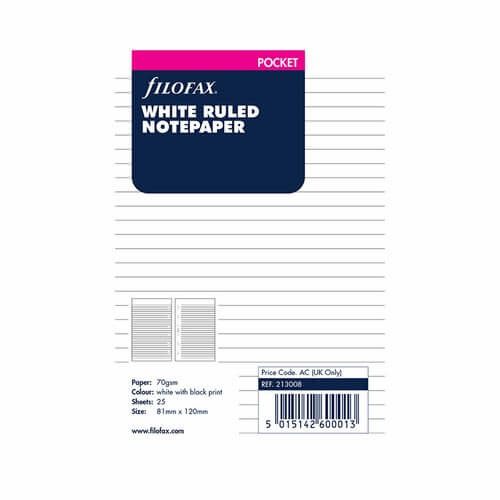 Filofax Pocket notatark linjert hvit