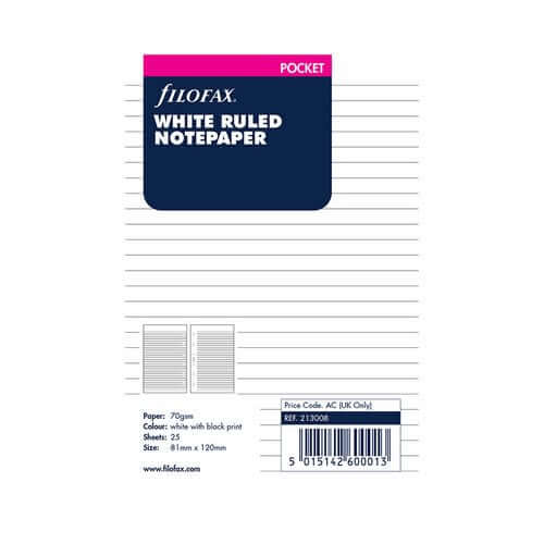 Filofax A5 notatark linjert hvit