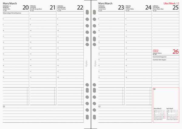 Aplan A5 Uke årssett 2026