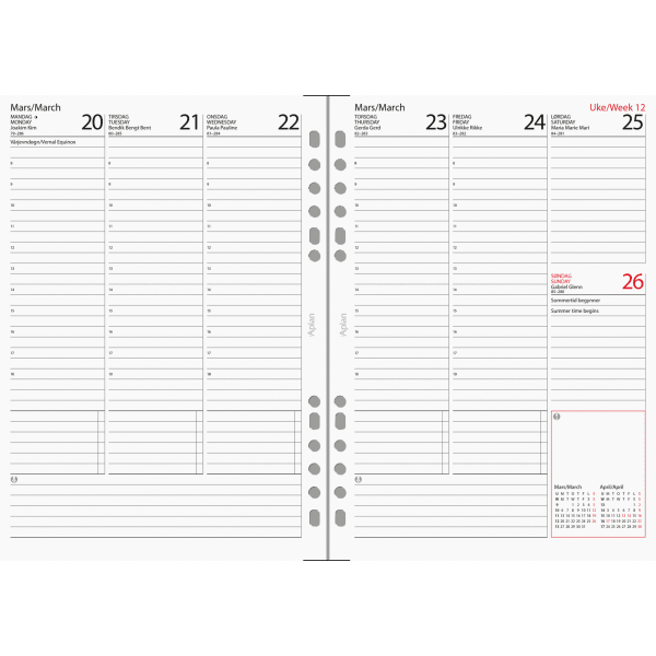 Aplan A5 Uke årssett 2026