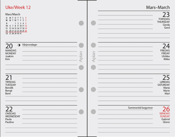 Aplan Mini Uke årssett 2026