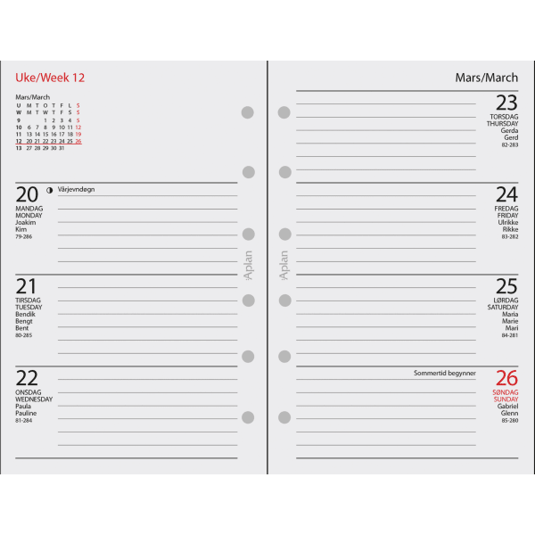 Aplan Pocket Uke årssett 2026