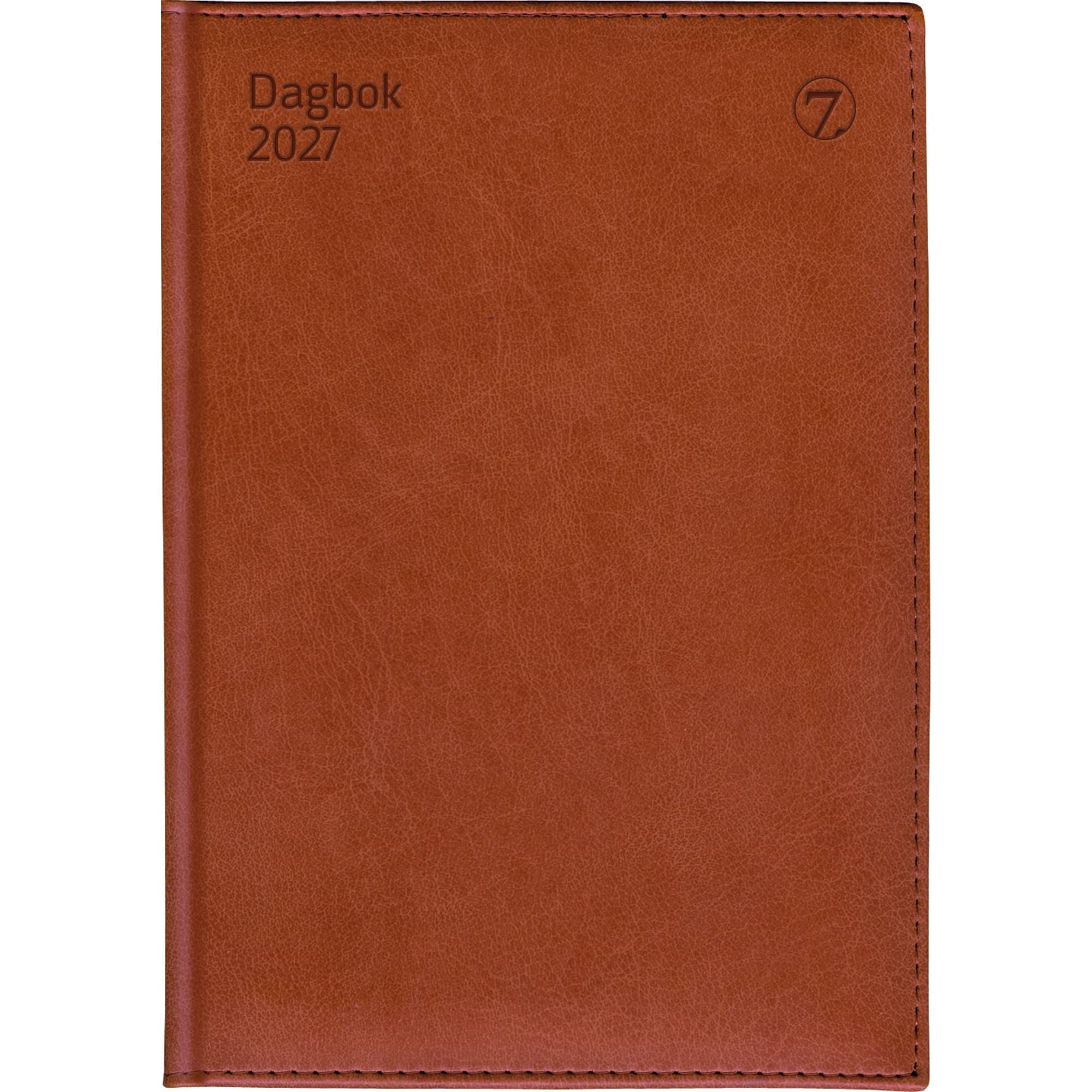 Dagbok A5 im.skinn brun m.reg 2026