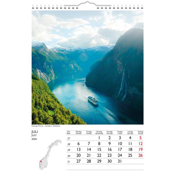 Fjell og fjord veggkalender 2026