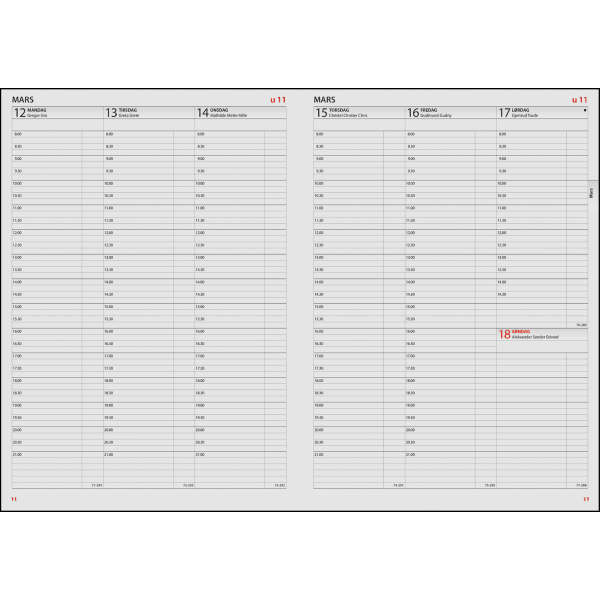 Timeavtale spiral blå 2026