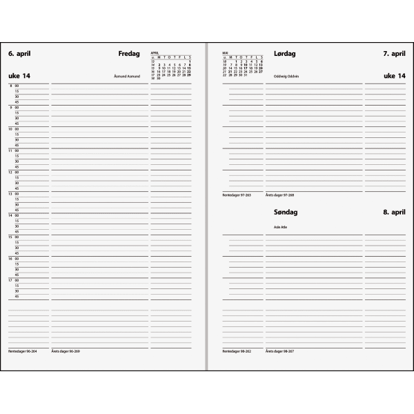 Timedagbok innbundet grå 2026