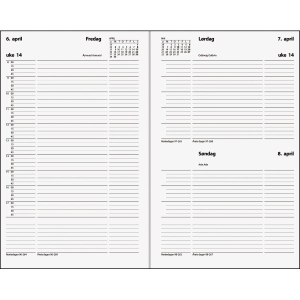 Timedagbok spiral grå 2026