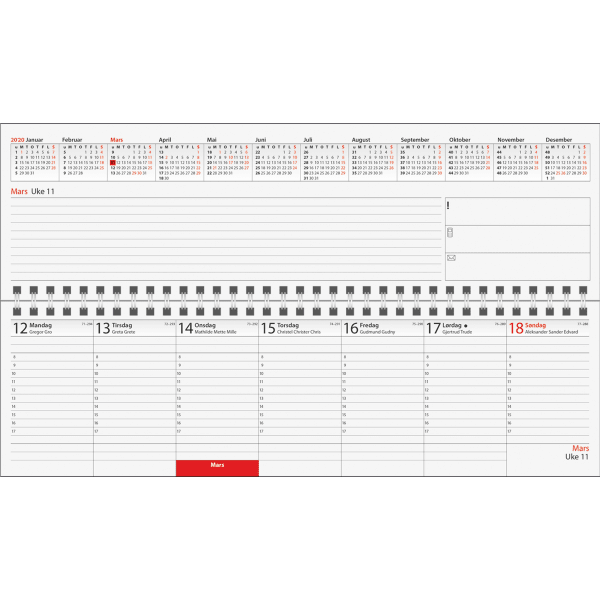Ukeblokk spiral 2026