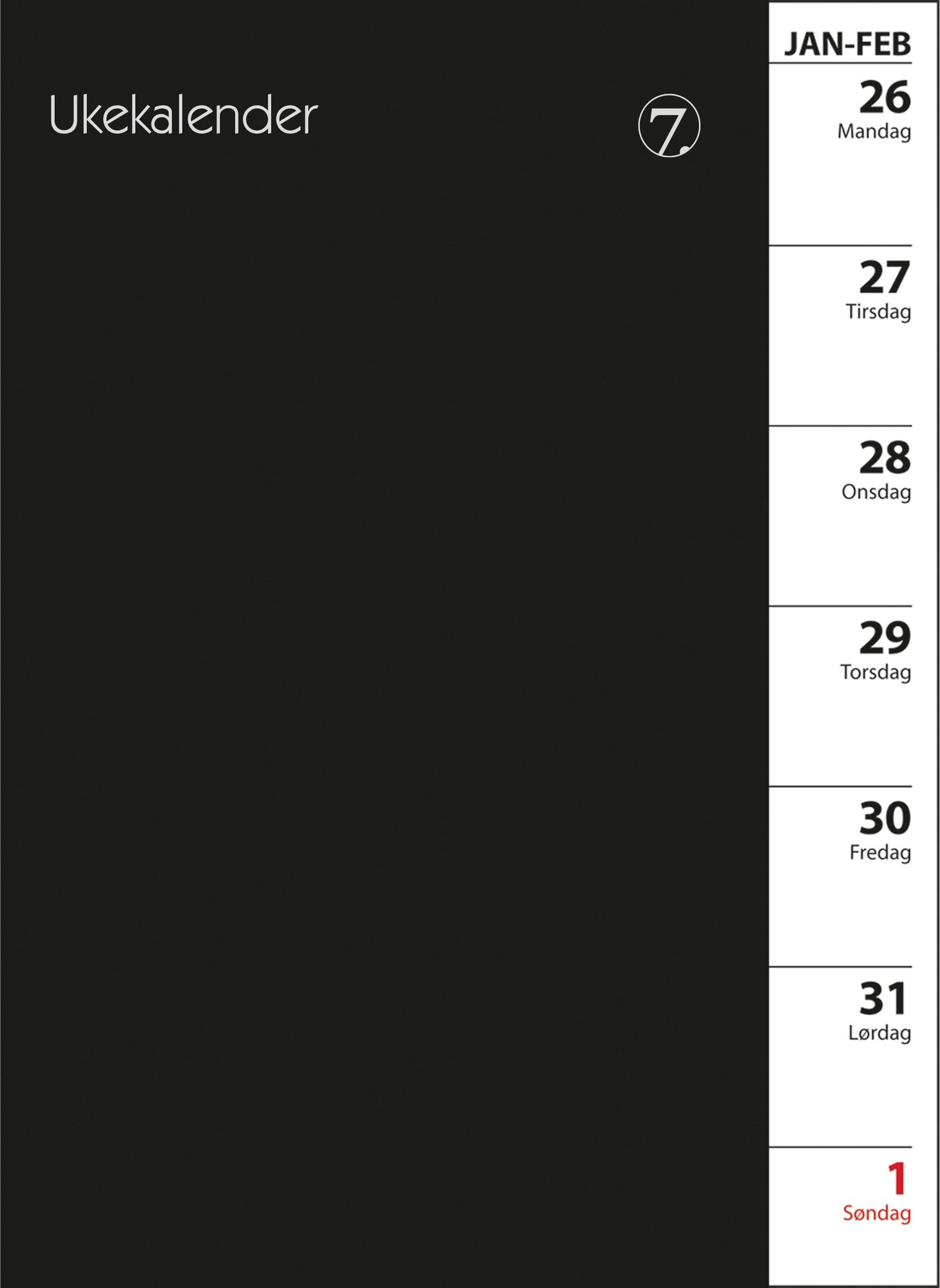 Ukekalender sort omsl+ref. 2026