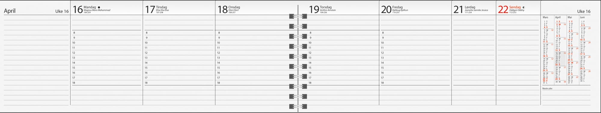 Ukeplankalender spiral 2026