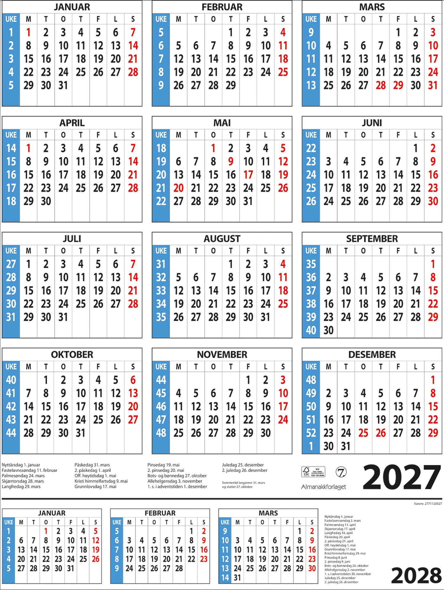Årskalender 2026