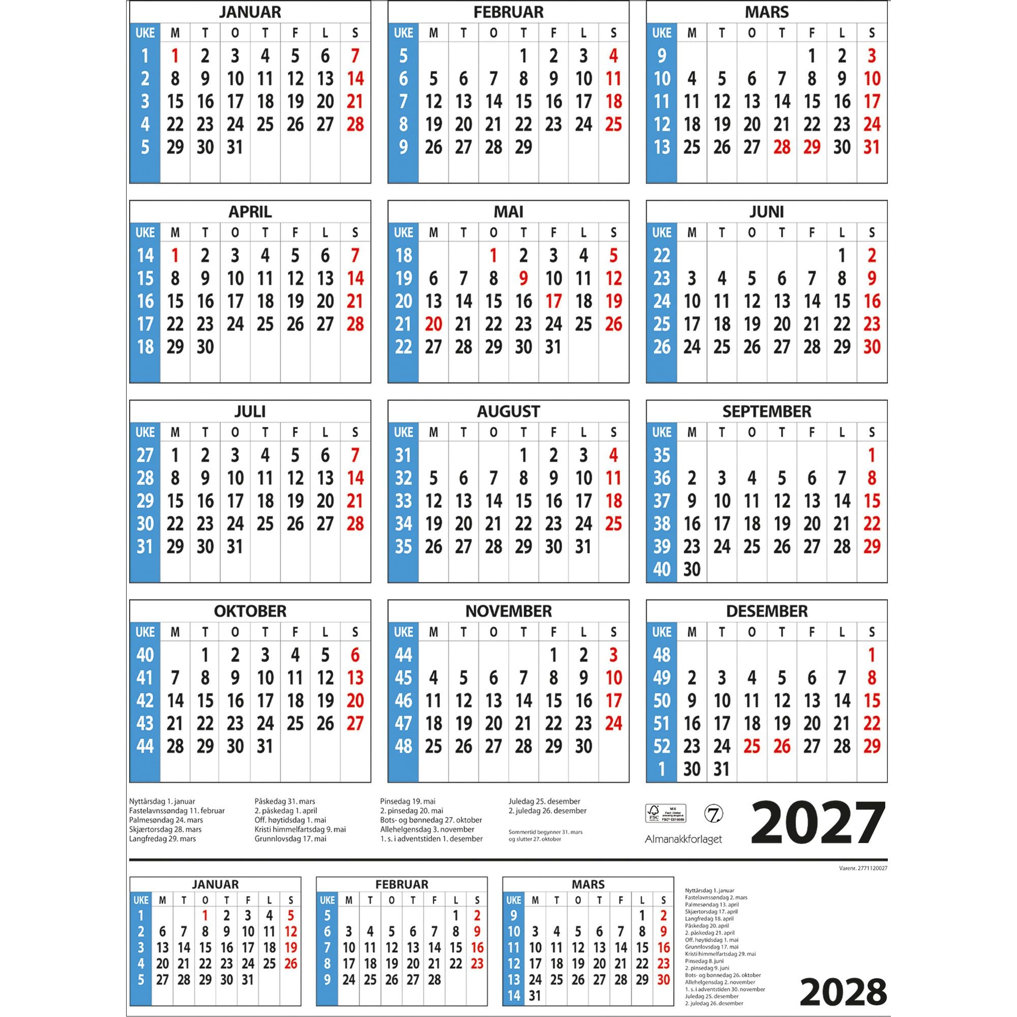 Årskalender 2026