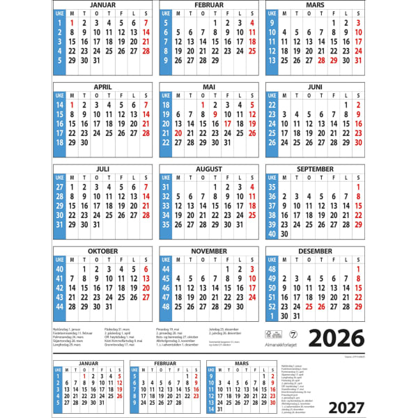 Årskalender 2026