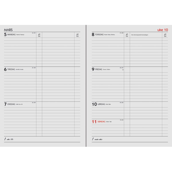 TimeCenter A5 im.skinn sort 2026