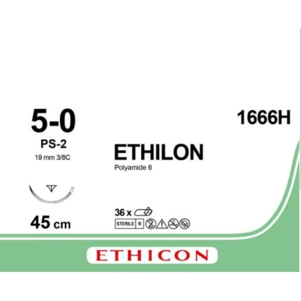 Sutur Ethilon 5-0 PS-2 M.P 45cm Svart