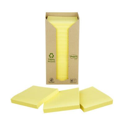 Notatblokk Post-it Resirk. 76mx76 Gul
