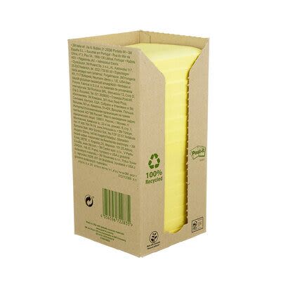 Notatblokk Post-it Resirk. 76mx76 Gul