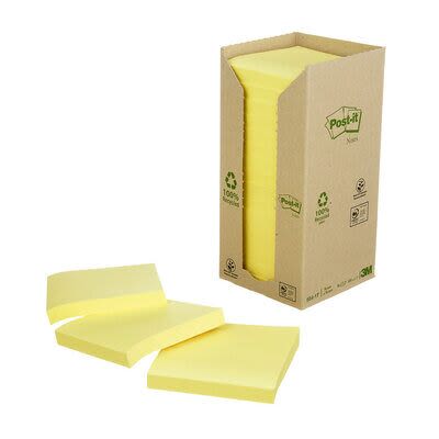 Notatblokk Post-it Resirk. 76mx76 Gul