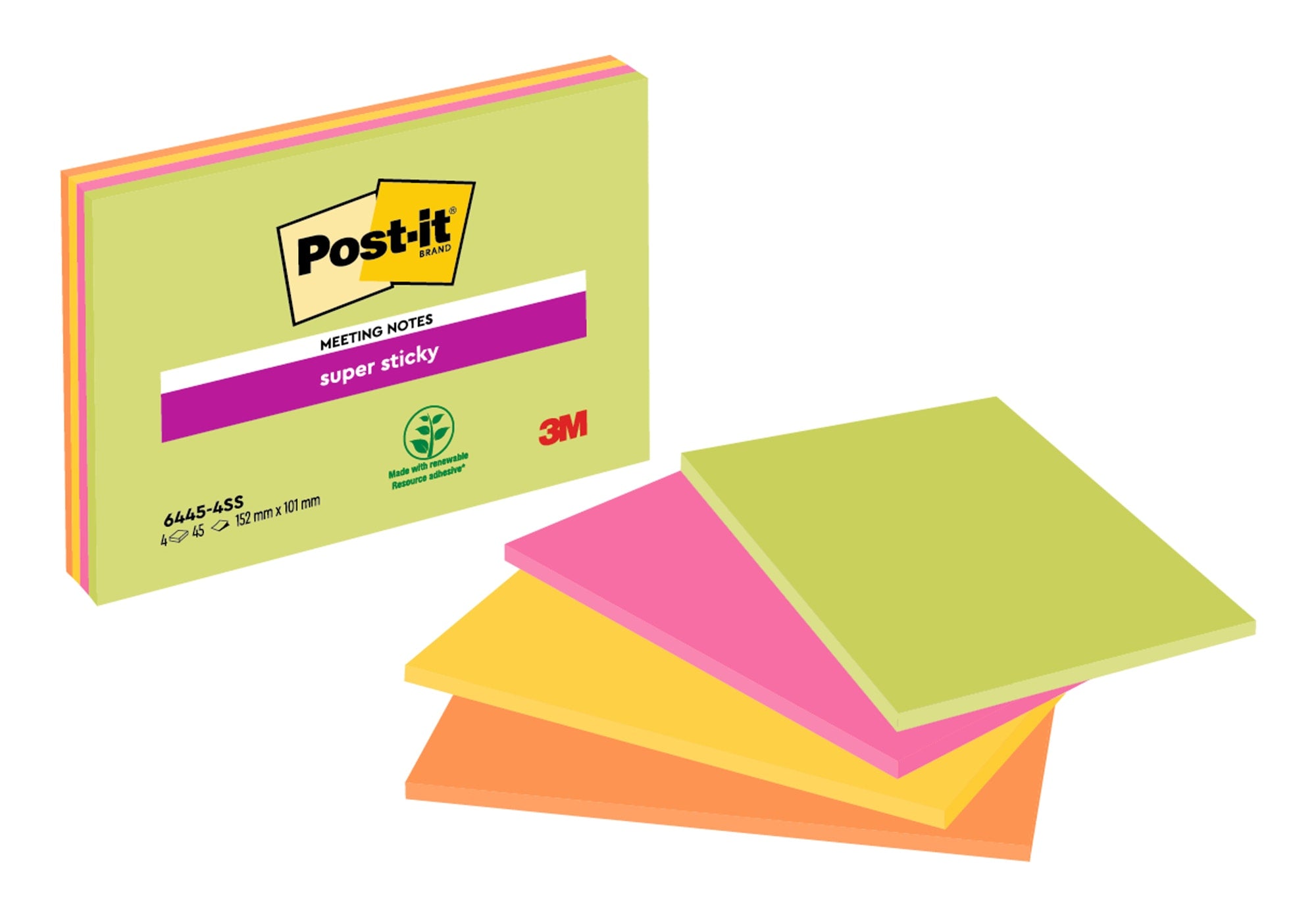 Notatblokk Post-it SS 101x152 Assortert