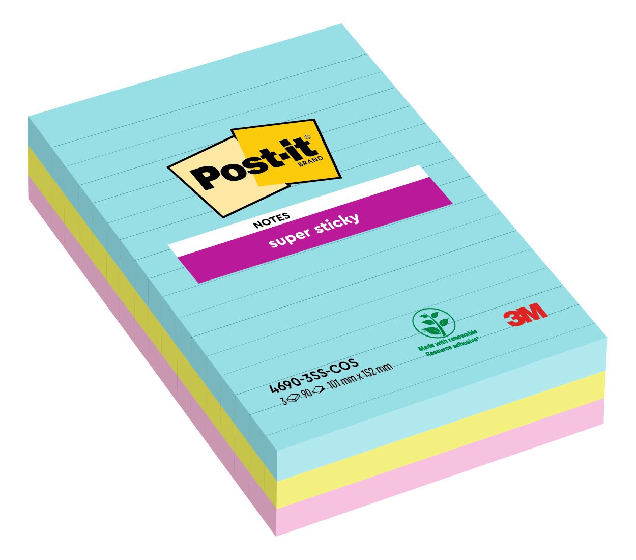 Notatblokk Post-it SS linjer 101x152 Cos