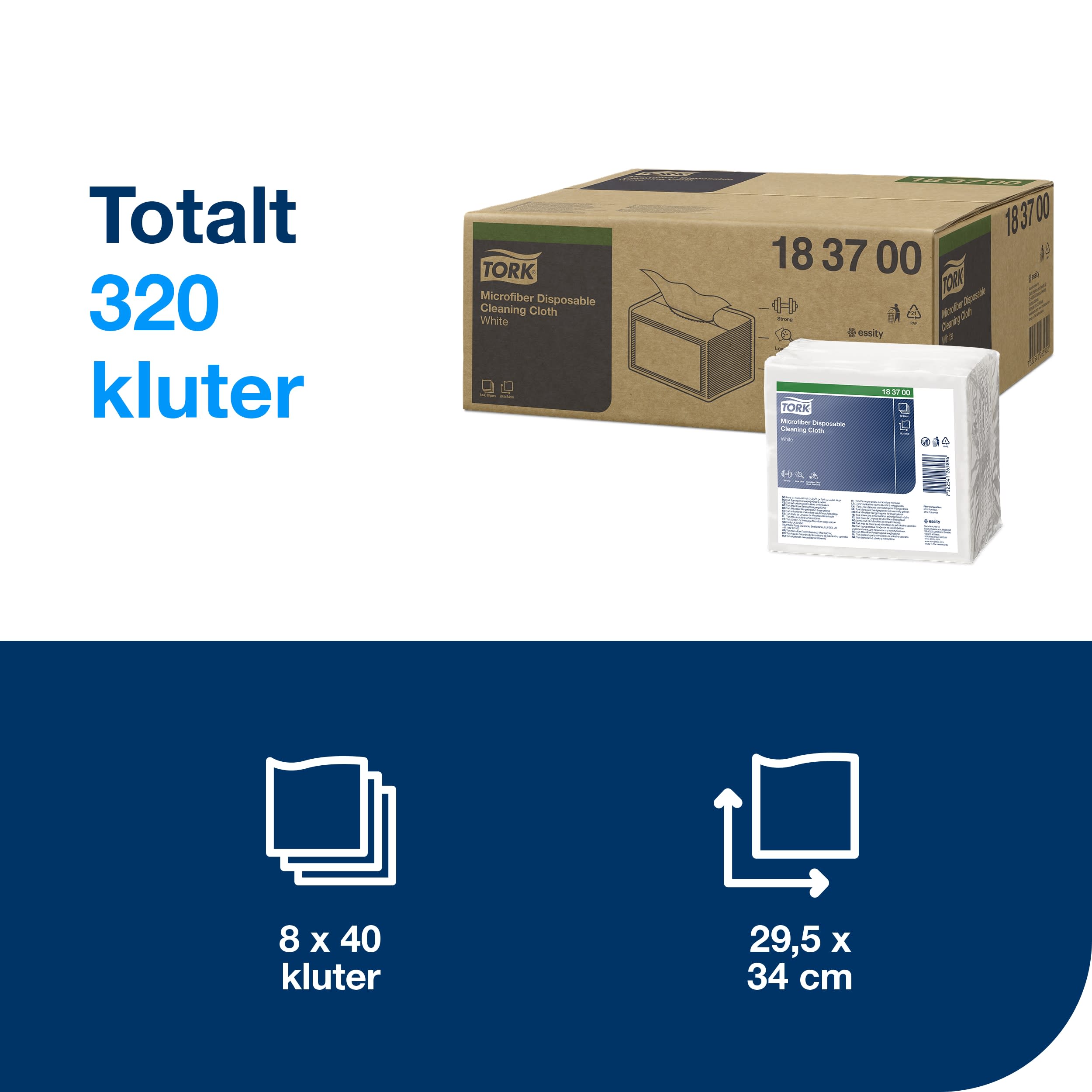 Tork Engangsklut Mikrofiber 29,5x34cm 320 stk