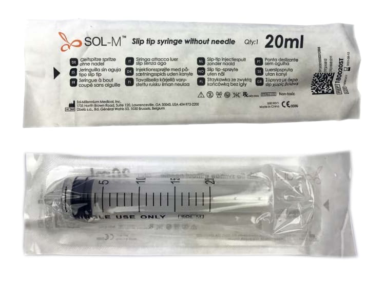 Sprøyte SOL-M 20ml luer slip sentrisk