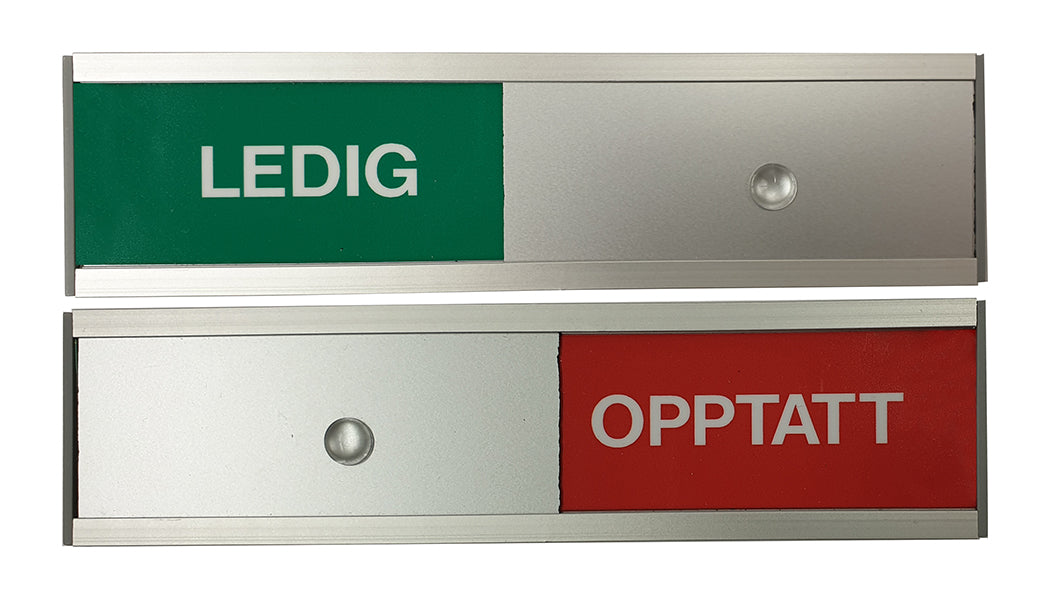 Dørskilt 40x153mm ledig/opptatt alu.