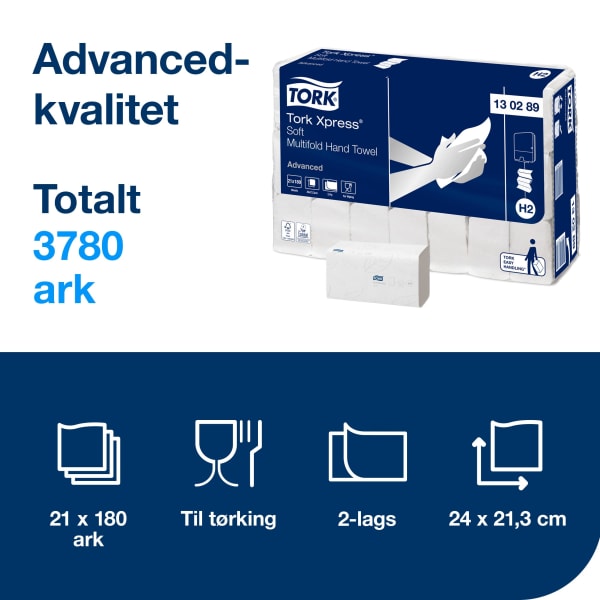 Håndtørkpapir foldet H2 Xpress Advanced Soft