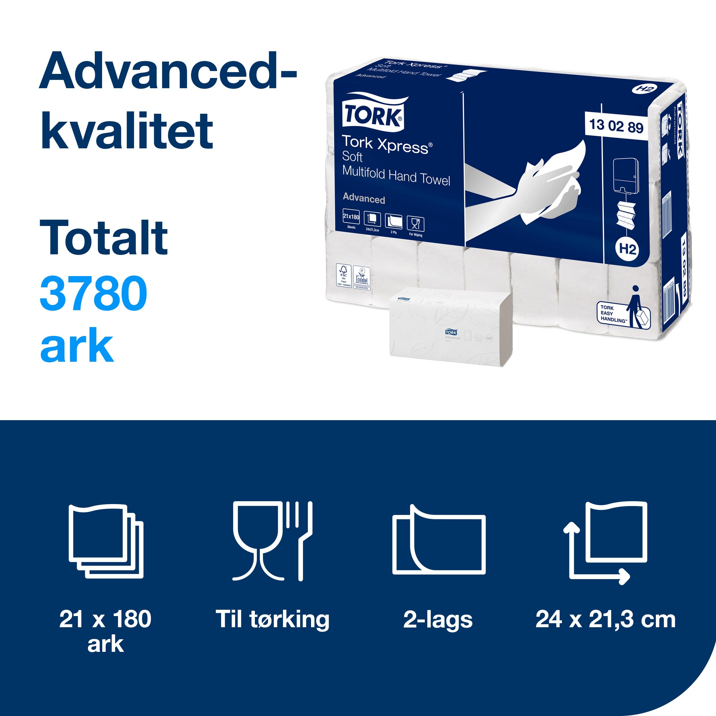 Håndtørkpapir foldet H2 Xpress Advanced Soft