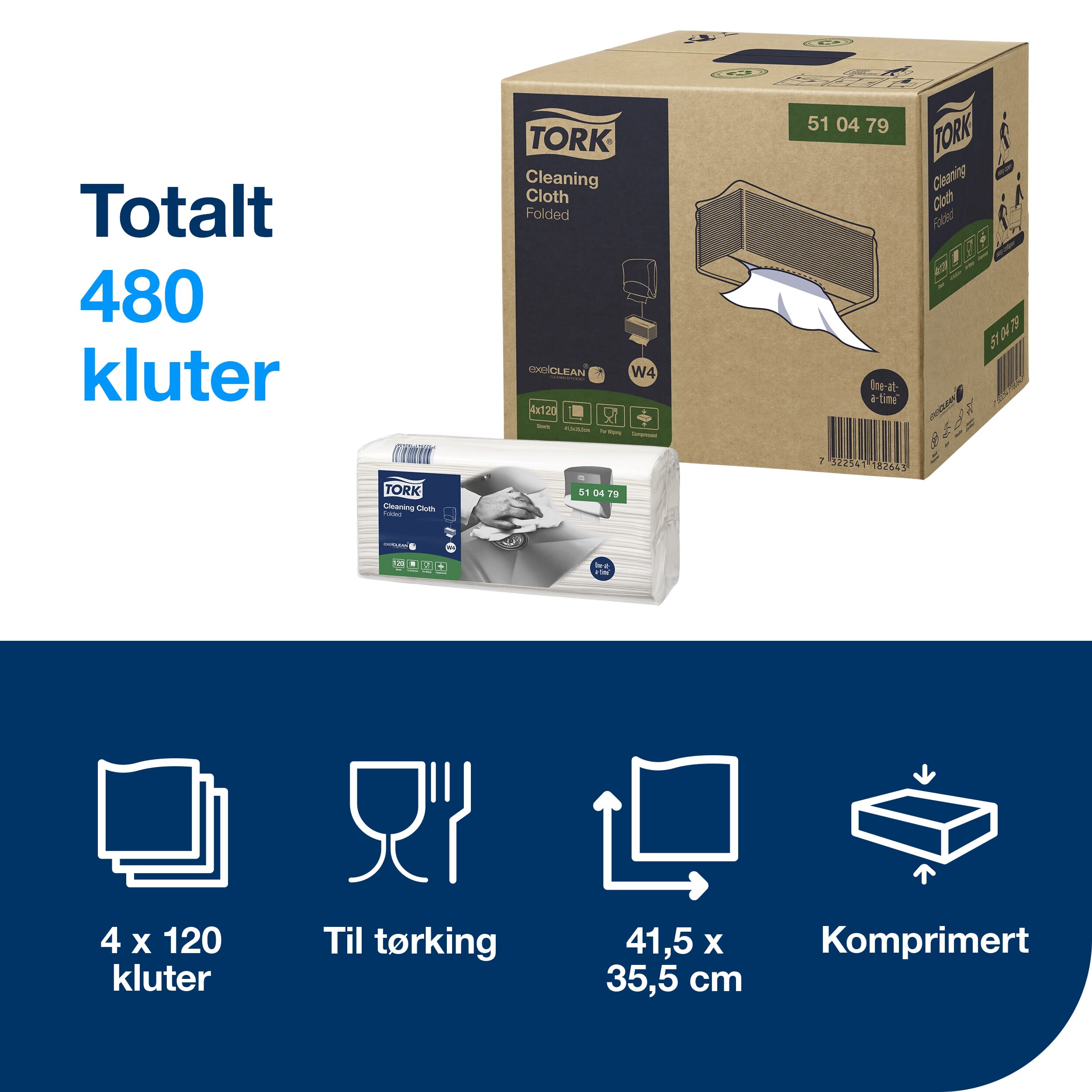 Rengjøringsklut myk Tork W4