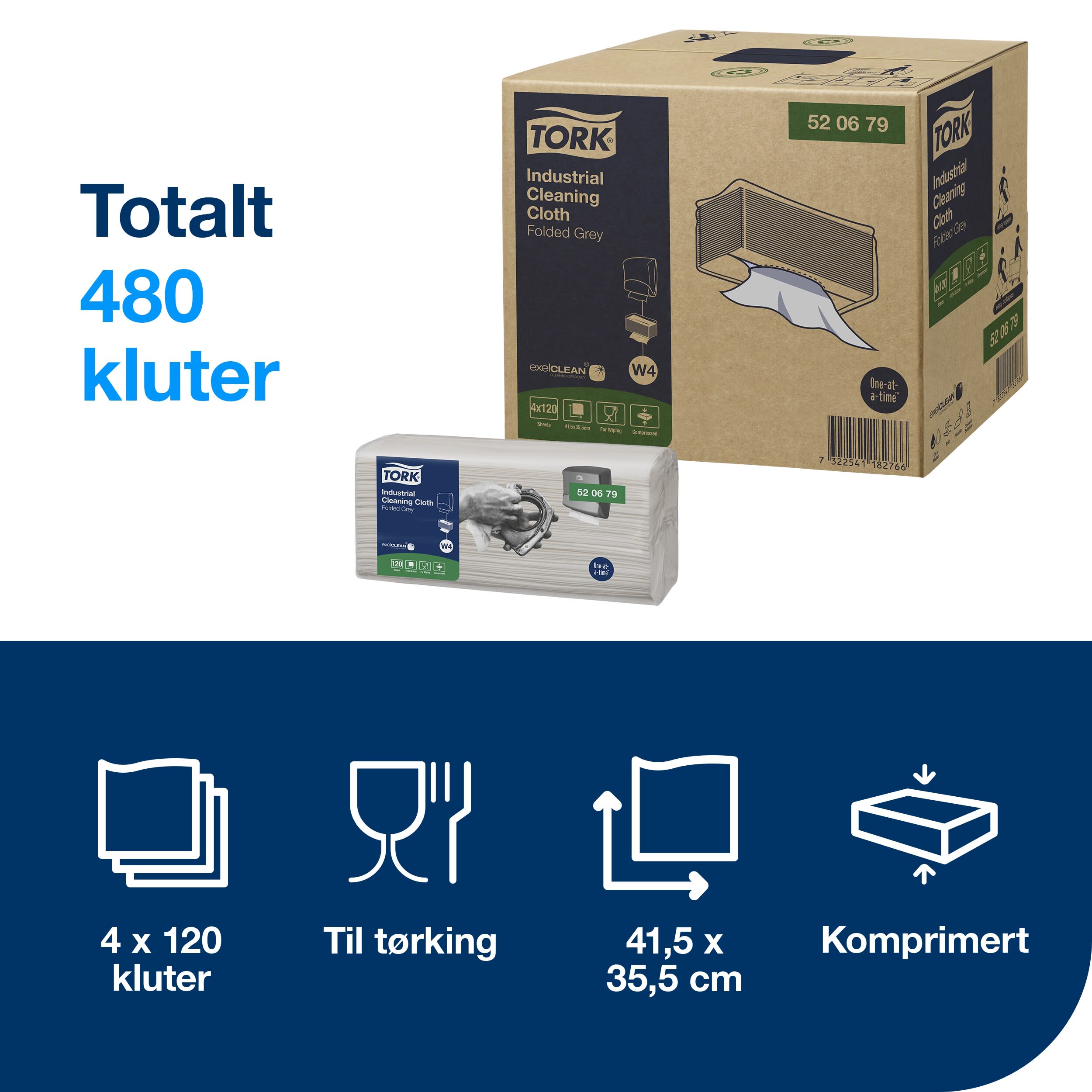 Industriklut Tork W4 grå
