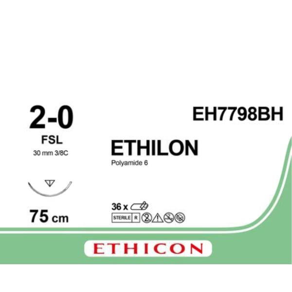 Sutur Ethilon 2-0 FSL 75cm Svart