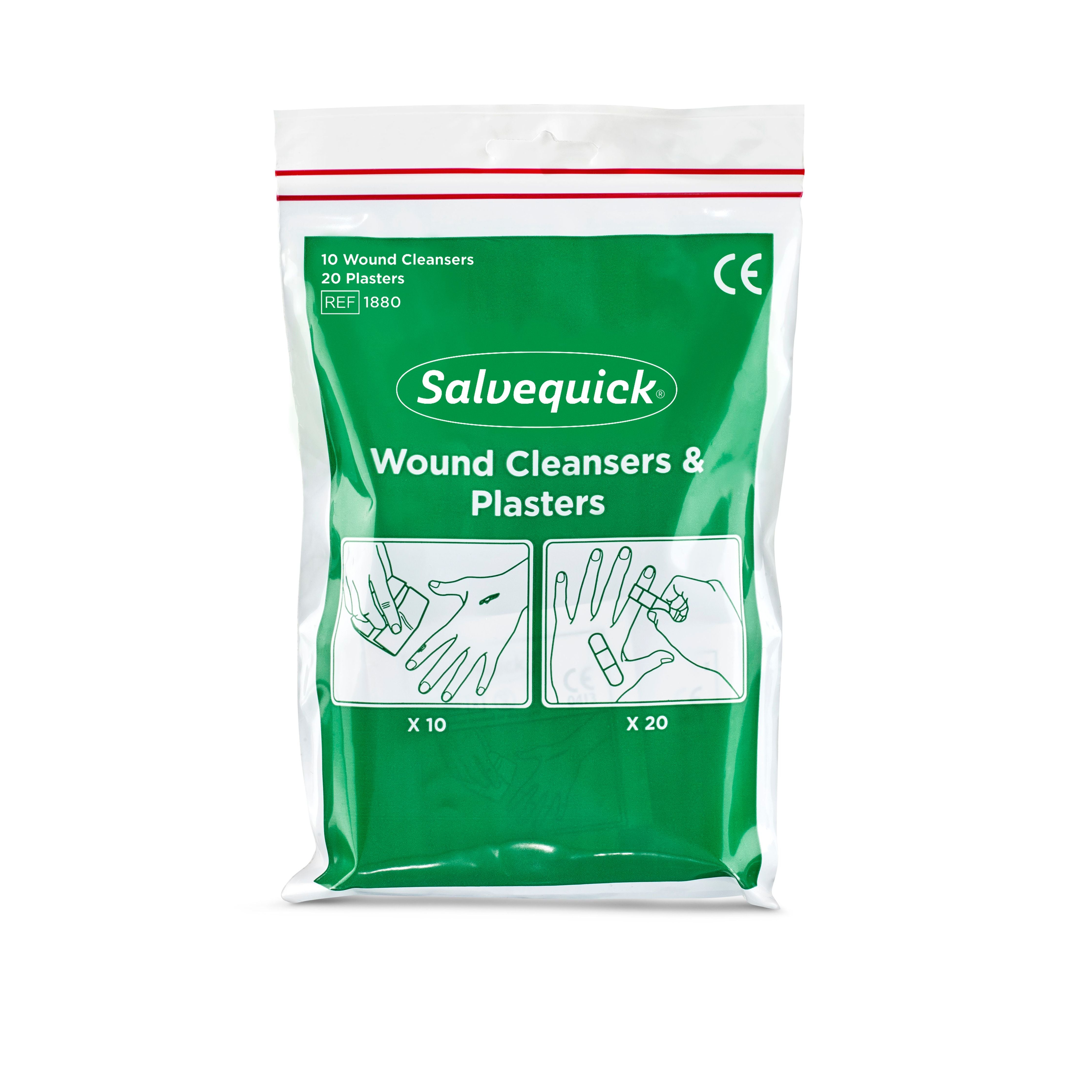 Sårvask 10 stk og plaster 20 stk