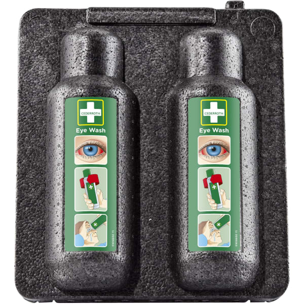 Varmeskap for 2 stk øyedusjflasker 500ml