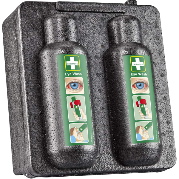 Varmeskap for 2 stk øyedusjflasker 500ml