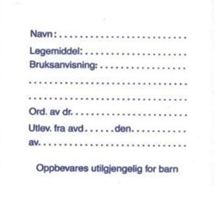 Medisinpose med tekstfelt