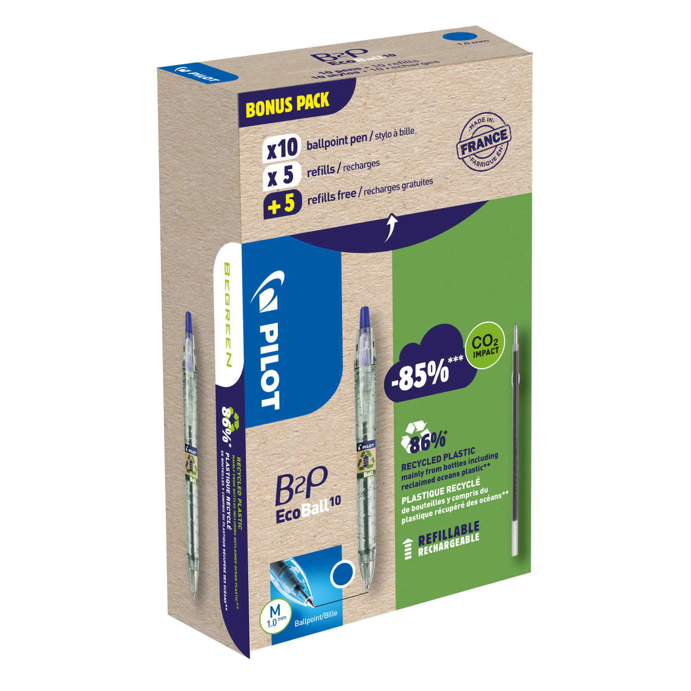 Kulepenn B2P blå M 1,0 GREENPACK