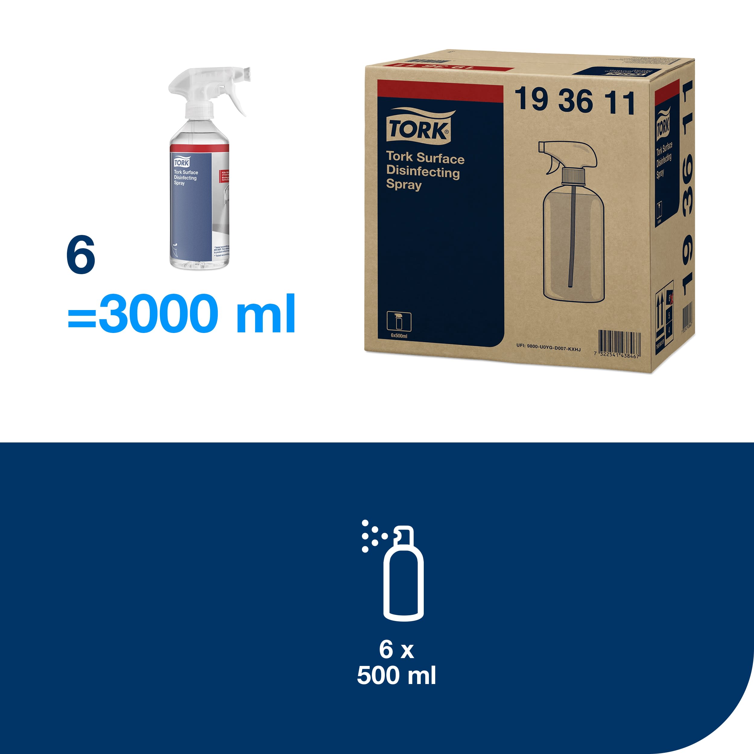 Desinfeksjon overflate Tork Spray 500ml