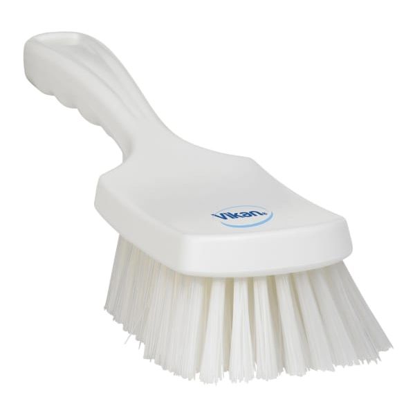 Vaskebørste Vikan kort skaft stiv hvit