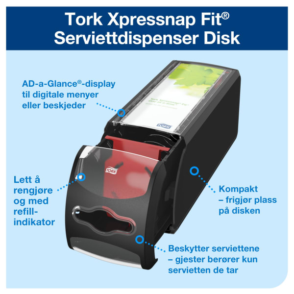 Dispenser Tork disk Xpresssnap sort N14