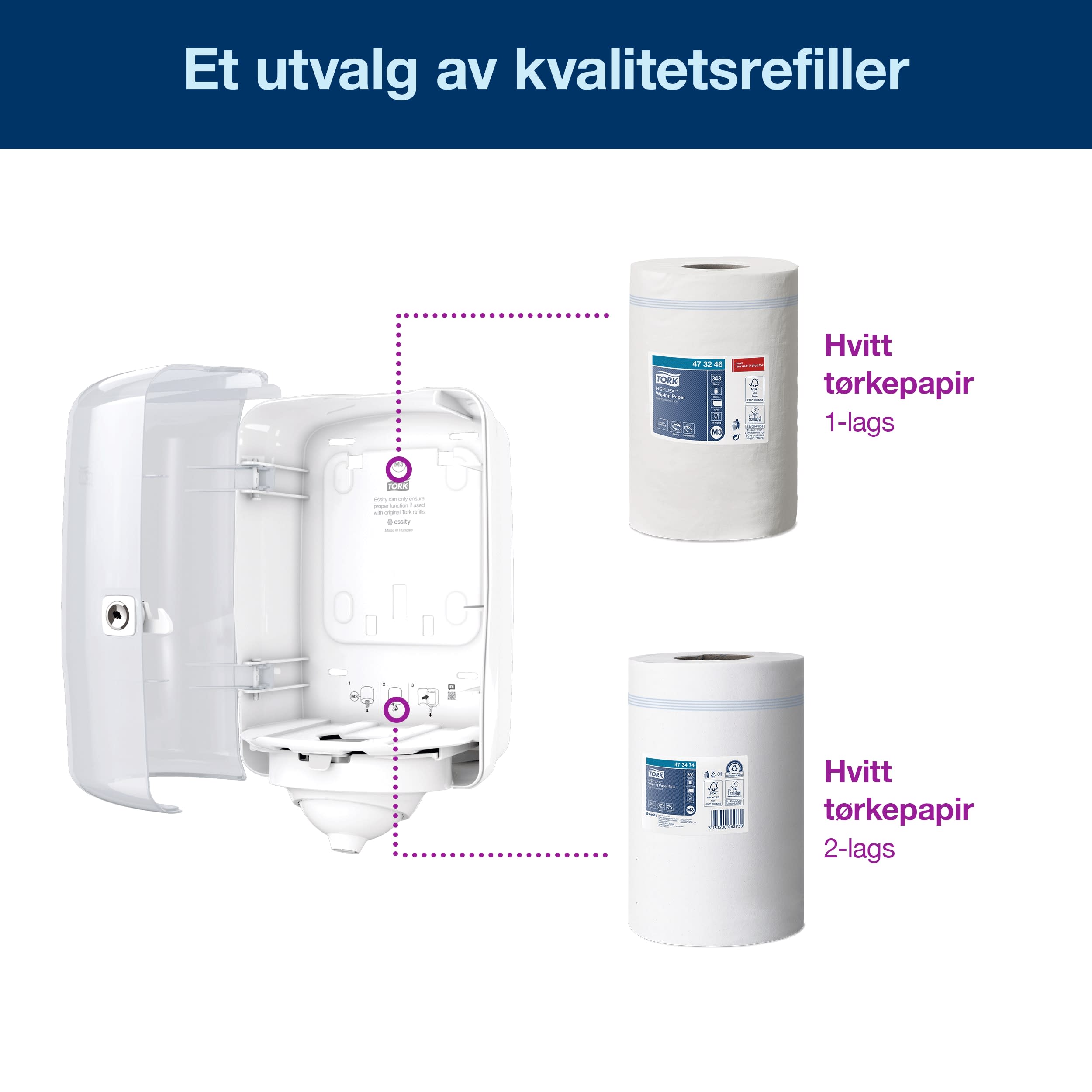 Dispenser Tork Reflex Mini M3 hvit