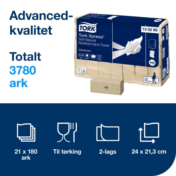 Håndtørk H2 Xpress Myk Multif. Natur H2