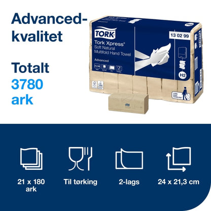Håndtørk H2 Xpress Myk Multif. Natur H2