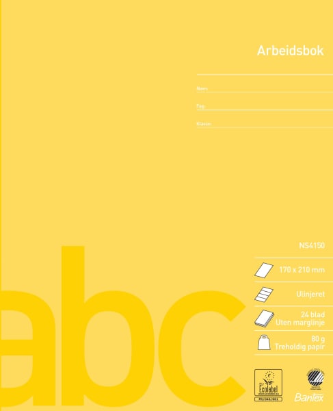 Arbeidsbok 17x21 ulinjert 40bl