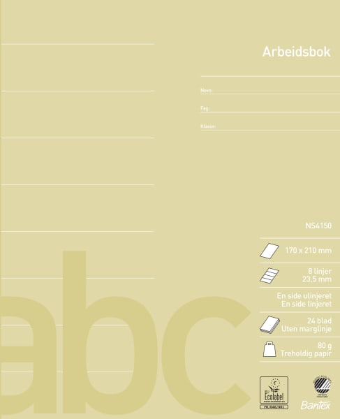 Arbeidsbok 17x21 ulinj/8 linjer 23,5mm