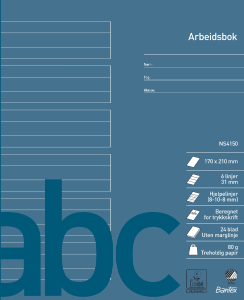 Arbeidsbok 17x21 linjert 8+10+8mm