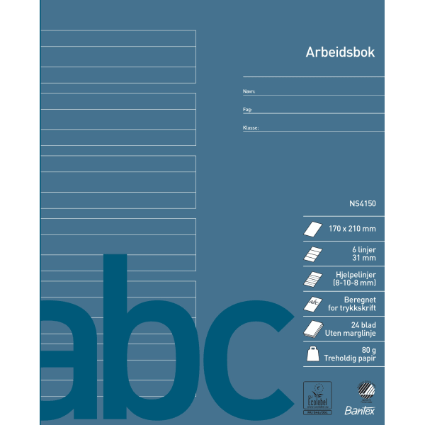 Arbeidsbok 17x21 linjert 8+10+8mm