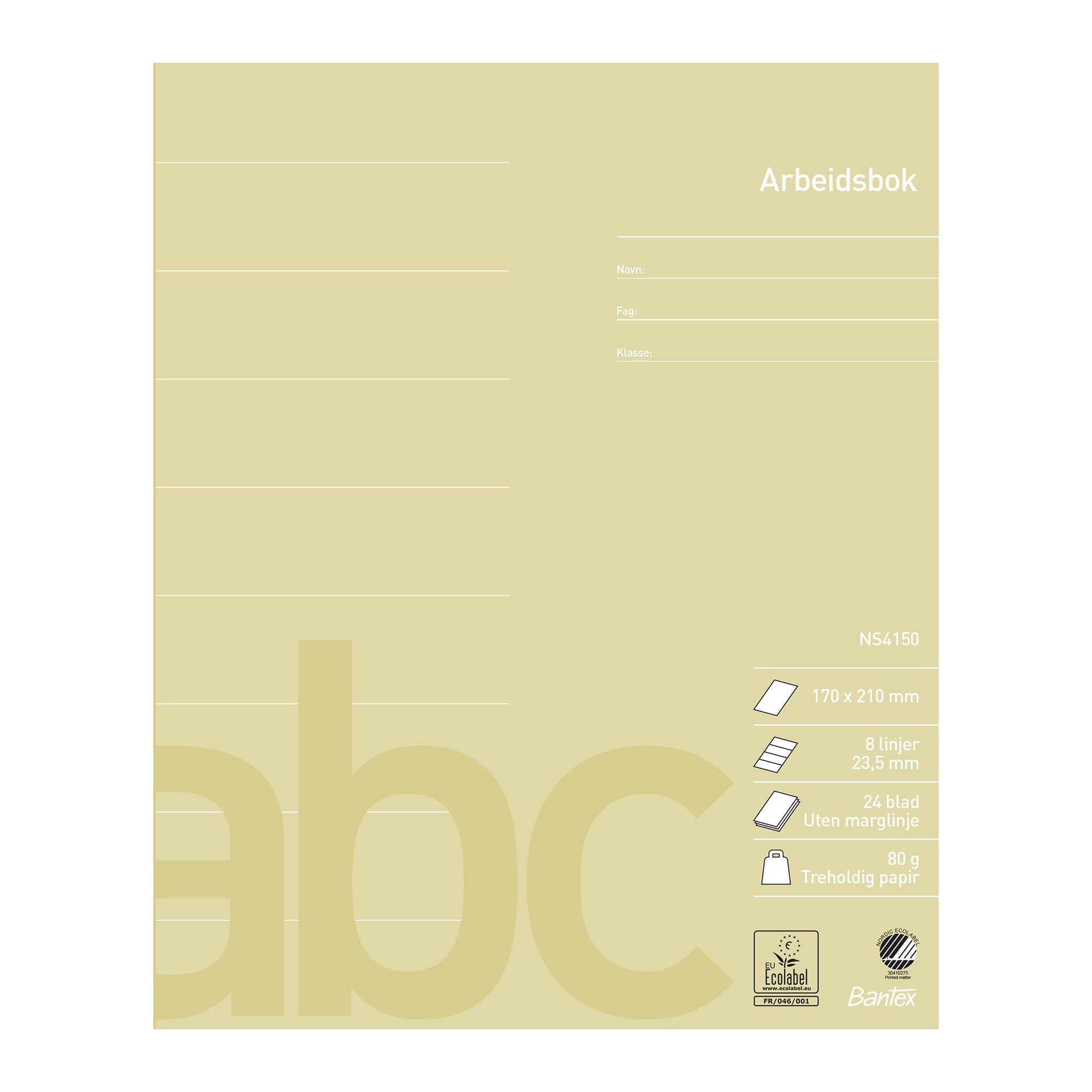 Arbeidsbok 17x21 8 linjer 23,5mm