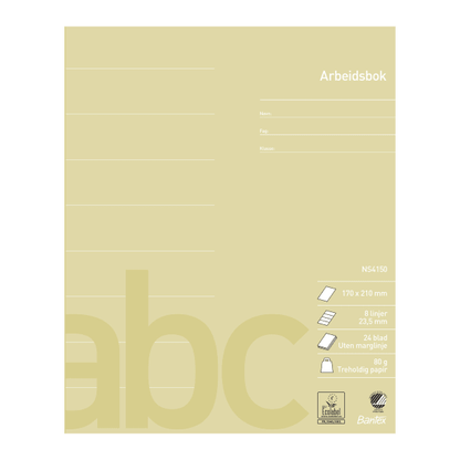 Arbeidsbok 17x21 8 linjer 23,5mm