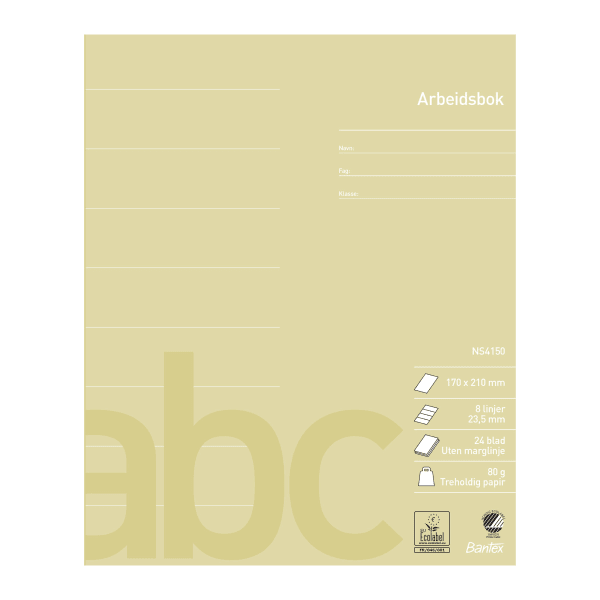 Arbeidsbok 17x21 8 linjer 23,5mm